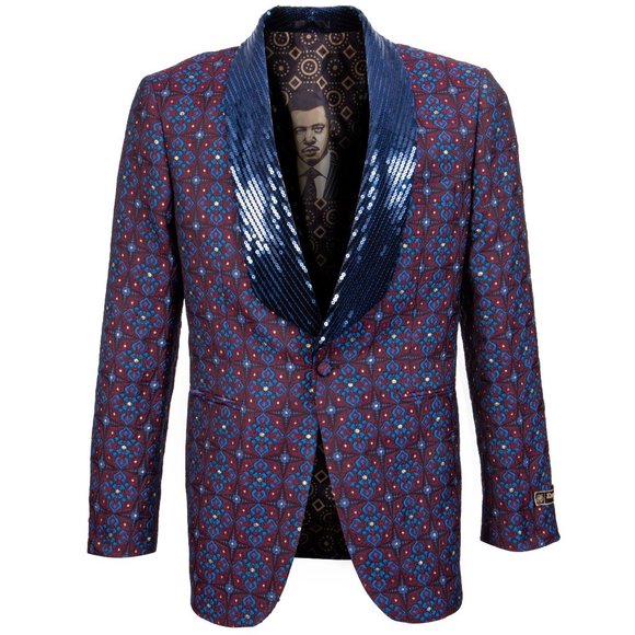 Empire™ (TV Series) Blazer Floral Tile Pattern Jacket w/ Sequin Shawl Collar